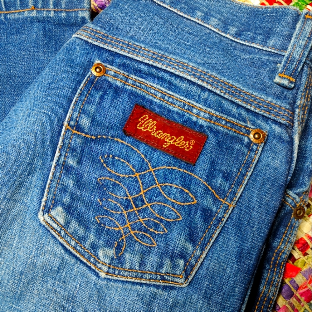 Vintage 70s Wrangler Cowgirl Western Jeans Bell Bottoms Flare 26 inch Rodeo